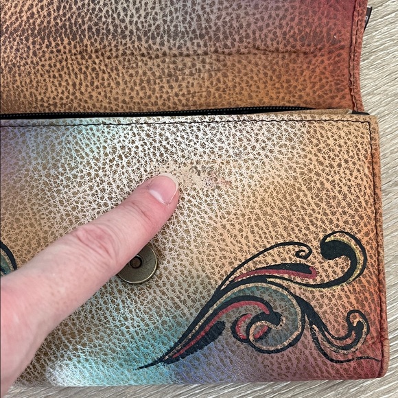 Anuschka Hand Painted Artistic Butterfly & Flowers Wallet - Picture 8 of 9